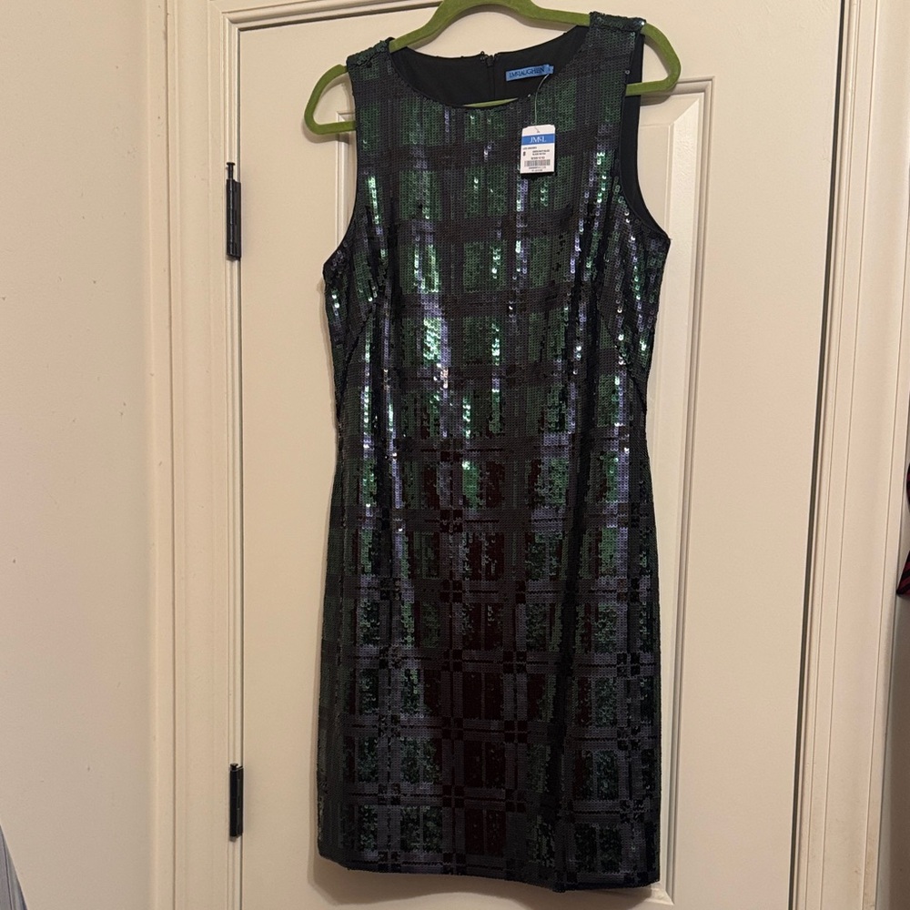 Elegant Sequin Mini Dress - Black and Green